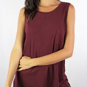 Burgundy Front Pocket Muscle Tank